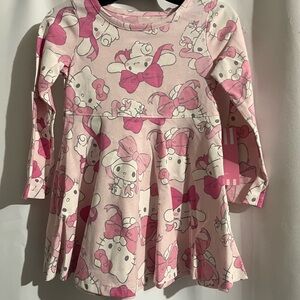 Pink and White Cartoon Character Dress